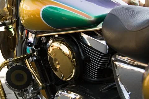 Close up view of motorcycle Stock Photos