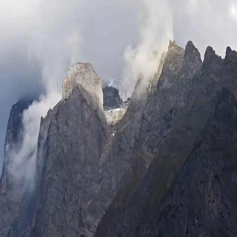 Close-up View of Mountain Peak in Cloud Stock Footage 69435880
