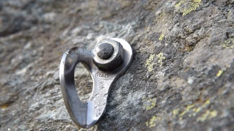 Close-up view of a mountaineering stud,Spit. Stock Footage 98209186