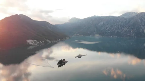 A close-up view of the mountains, the sea and the island of Gospa from Skrpela Stock Footage 166496845