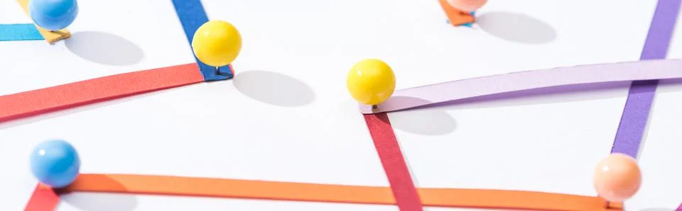 Close view multicolored abstract connected Stock Photos
