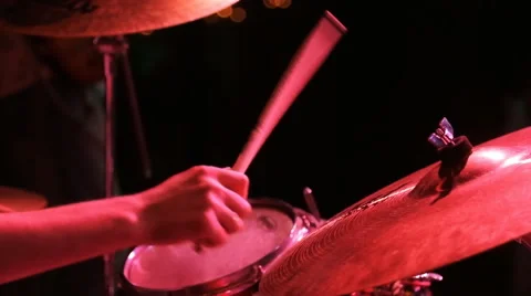 Close up view of musician playing drum and buss Stock Footage 67758091
