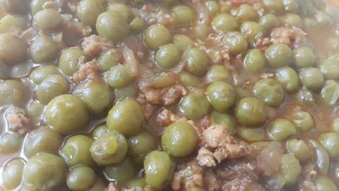Close up view of Mutton qeema matar OR Spicy Minced Meat and peas Stock Photos