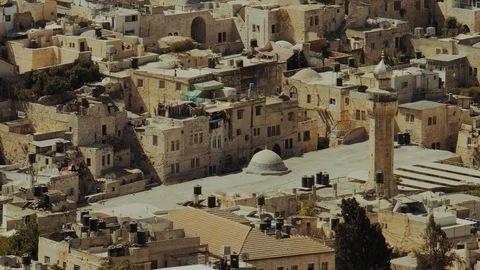 Close view for Nablus old city in west bank Palestine, Old traditional Stock Footage 95080914