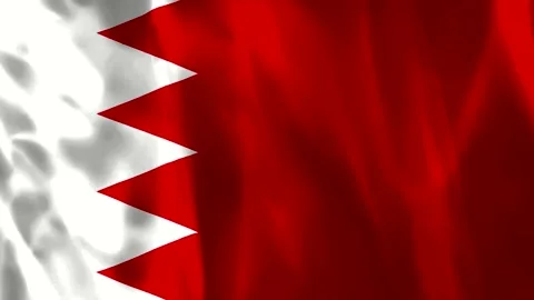 A close up view of the national flag of Bahrain waving gracefully in the wi.. Video stock 343581558