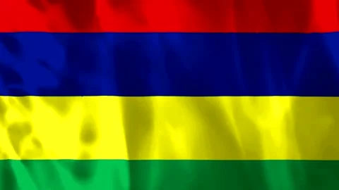 A close up view of the national flag of Mauritius waving with soft folds in.. Stock Footage 343581573
