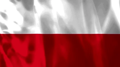 A close up view of the national flag of Poland waving in the wind with soft.. Vídeos de archivo 343581575