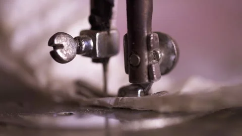 Close Up View Of Needle Sewing Machine In Private Craftshop, Making Stock Footage 260723375