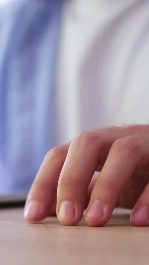 Close-up view of a nervous man's hand with fingers drumming and tapping Stock Footage 344757472
