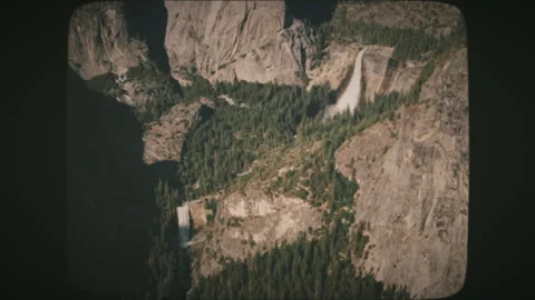 Close up view of Nevada and Vernal Falls from Glacier Point in Yosemite Natio Stock Footage 136732361