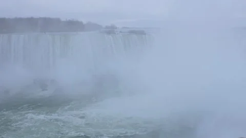 Close up View of Niagara Falls with Mist Stock-Footage 130880092