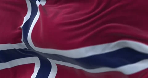 Close-up view of the Norway national flag waving in the wind. Stock Footage 201955564