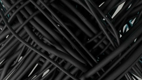 Close-Up View Of Numerous Flexible Black Cords Stock Footage 311841452