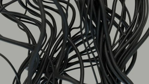 Close-Up View Of Numerous Flexible Black Cords Stock-Footage 311841621