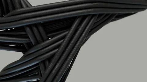 Close-Up View Of Numerous Flexible Black Cords Stock Footage 311842030