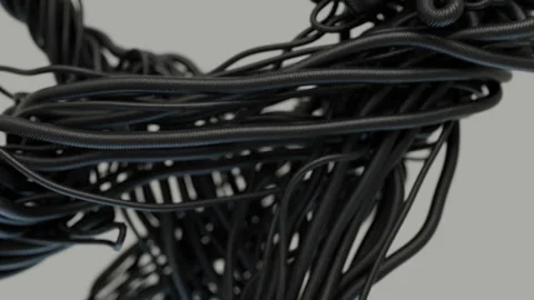 Close-Up View Of Numerous Flexible Black Cords Stock-Footage 311842124