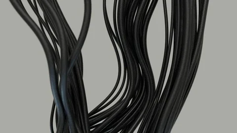 Close-Up View Of Numerous Flexible Black Cords Stock Footage 311844078