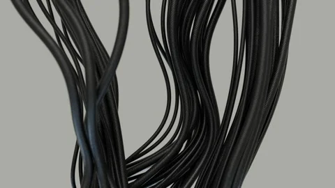 Close-Up View Of Numerous Flexible Black Cords Stock-Footage 311845035