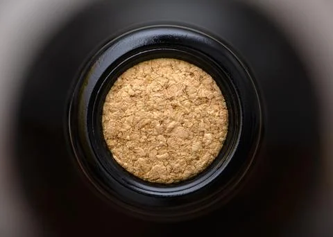 Close-up view of oak cork inside sealed bottle of wine Stock Photos