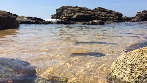 Close view of ocean water waves and stones Unakuruwa Sri Lanka Stock Footage 71610203