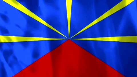 A close up view of the official flag of Reunion Island waving in the wind Stock Footage 343581585