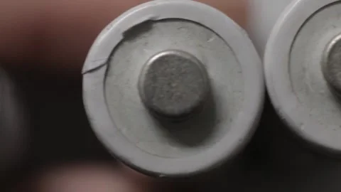 Close up view from an old AA battery contact  Video stock 209713387