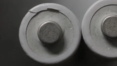 Close up view from an old AA battery contact  Stock Footage 209713399
