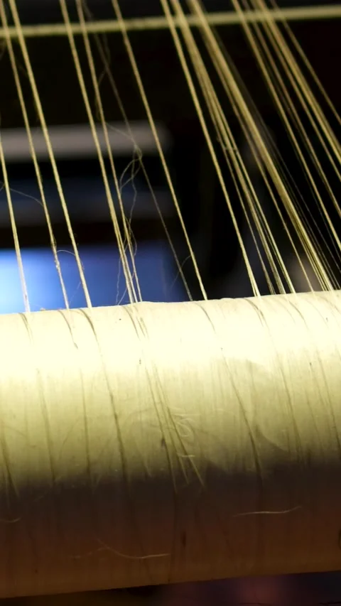 A close-up view of an old and still functional traditional loom Stock Footage 318384706
