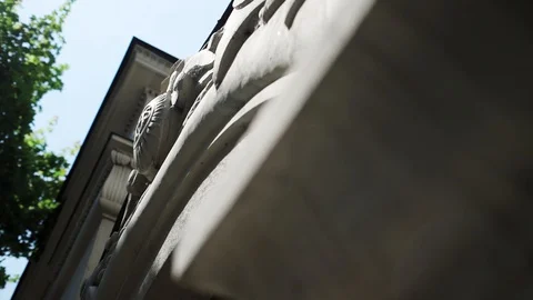 Close up view of an old antique monumental arch under the bright sunlight Stock Footage 99362778