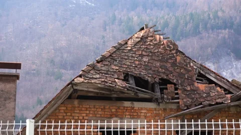 Close up view of an old collapsed house Stock Footage 226829545