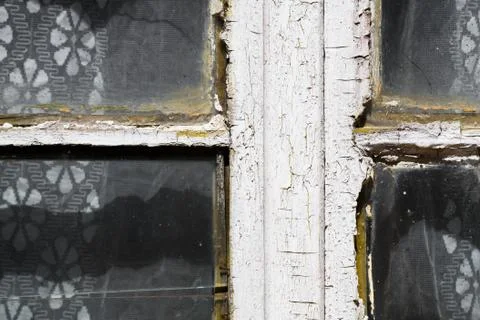 Close up view of an old exterior window frame Stock Photos