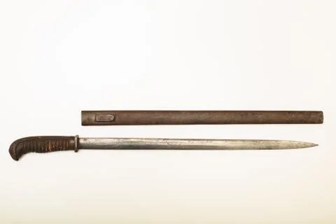 Close up view of old short sword with scabbard Stock Photos