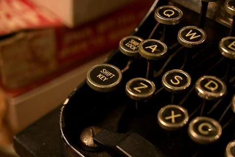 Close-up view of old typewriter keys Stock Photos