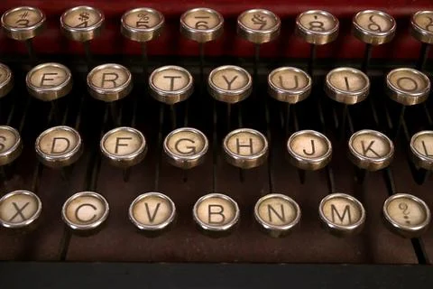 Close-up view of old typewriter keys Stock Photos