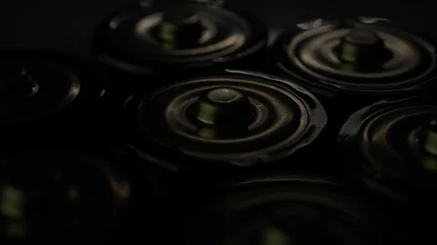 Close-up view of old used batteries, with selective focus. These batteries .. Stock Footage 271096246