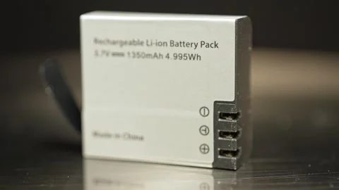 Close-up view of old used battery, with selective focus. Battery for recycl.. Video stock 270191755