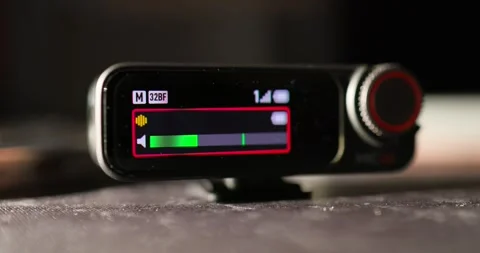 Close View Of OLED Screen Of Wireless Mic Receiver Show Variety Of Display Stock Footage 266096222