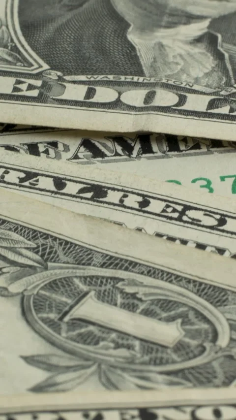 Close-up view of a one-dollar bill displaying intricate details and design Stock Footage 289556779