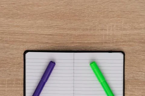 Close up view of open notebook with empty space Stock Photos