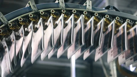 Close-up view of the operating industrial newspaper printer Stock Footage 195331219
