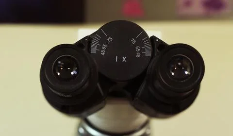 Close-up view of optical Microscope Stock Photos