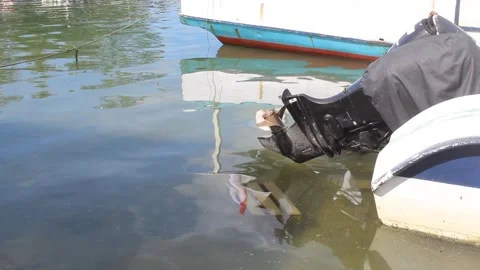 Close up view of an outboard motor is a propulsion system for boats Stock Footage 294853693