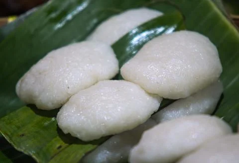 Close Up View of Oval Shaped Sticky Rice Cake Jadah Javanese Traditional Snac Fotos Stock