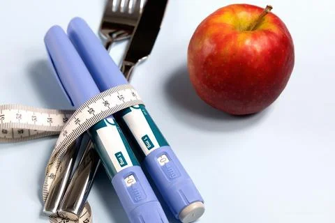 Close view of Ozempic pen on table Stock Photos