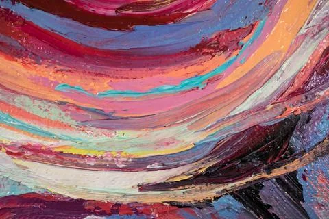 Close-up view of paint strokes made with oil and acrylic tools Stock Photos