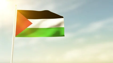 Close-up view of the Palestine flag waving in the wind 4K Animation. Stock Footage 297356341