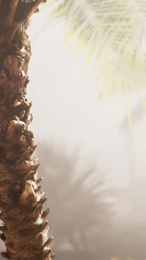 Close up view of palm tree trunk with shadows in background during daytime 스톡 동영상 342345017