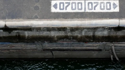 Close up view of Panama Canal locks distance indicator. Stock-Footage 121459535