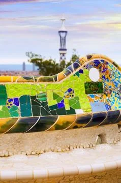 Close up view of Park Guell 스톡 사진