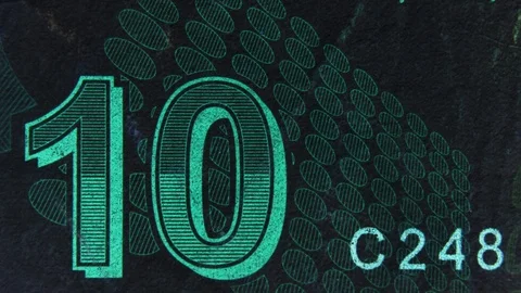 Close view of a part of banknotes, sequence of macro images. Partial view of  Stock Footage 122925387